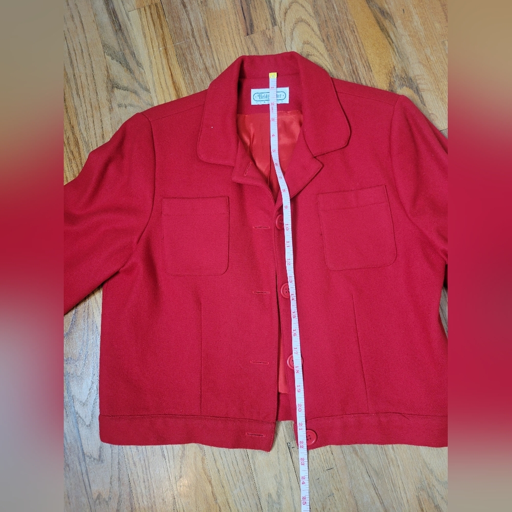 Women's Bridgewater Classic 100% Wool Long Sleeve Cropped Red Jacket Size10 - Picture 11 of 11